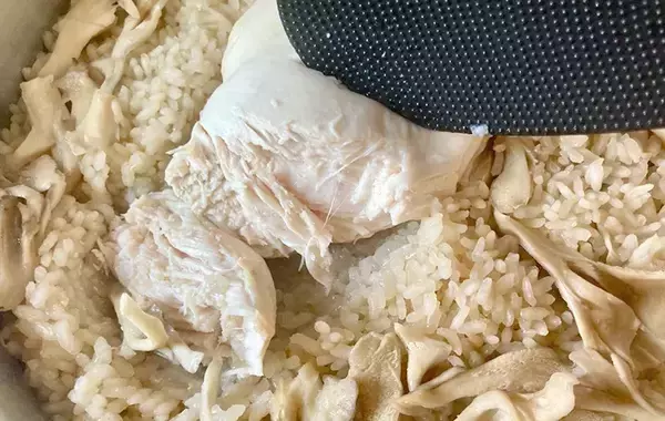 「むね肉『丸ごと1枚』入れてスイッチ押すだけ！　できた一品に「パサつきなし」【炊飯器レシピ】」の画像