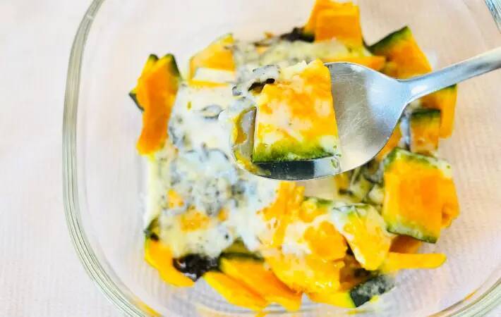 カボチャをレンチン2分！　夫も「やわらかいね」と驚いた簡単副菜の作り方