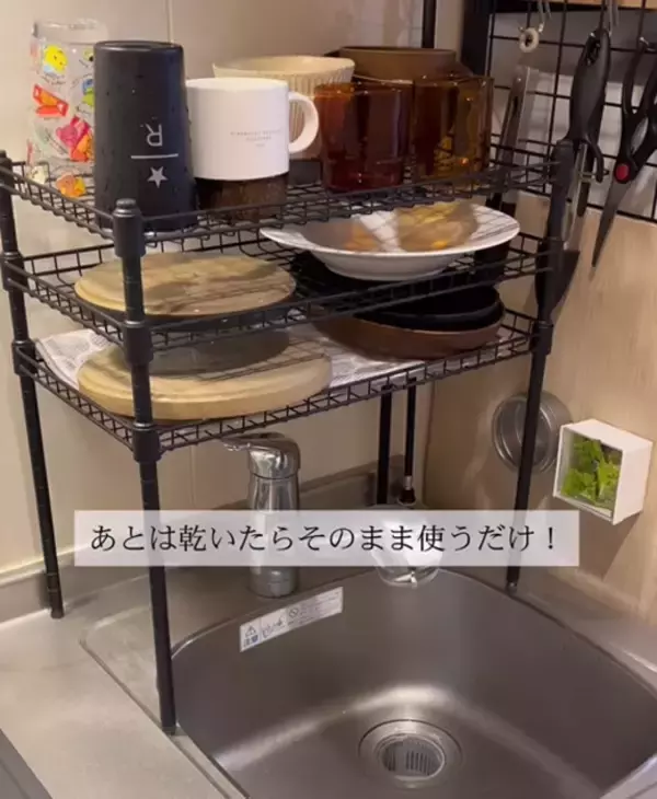 「１００均アイテムで作る水切りラックに「すぐ真似する」「いいこと聞いた」」の画像