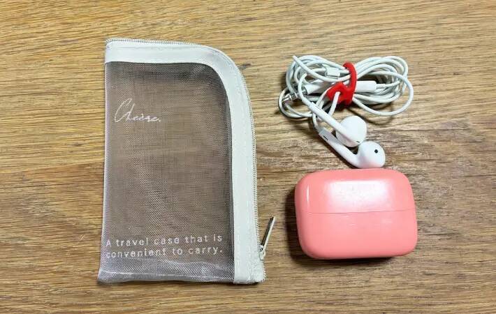 セリアで買った『メッシュのメイクポーチ』　思わぬ活用法に「ピッタリ収まった！」