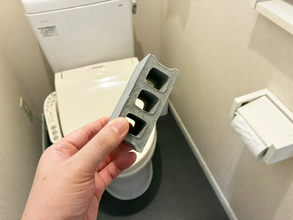 便器横に『セリアのミニブロック』を並べると衛生的　見た目がガラリと変わる収納術【2選】