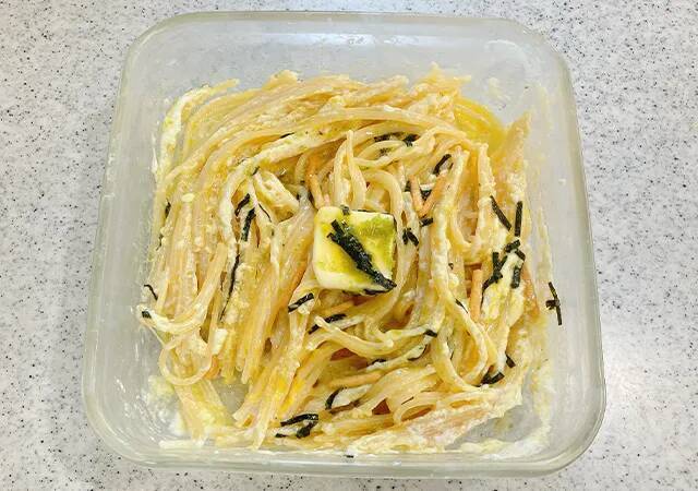 溶き卵を用意して？　お茶づけ海苔×パスタで作るのは…