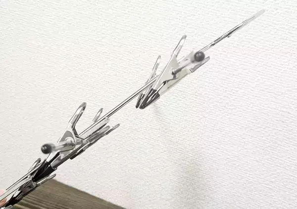 「スリコで買った『スカート用のハンガー』　狭いクローゼットが快適になる使い方に「なんて便利！」」の画像