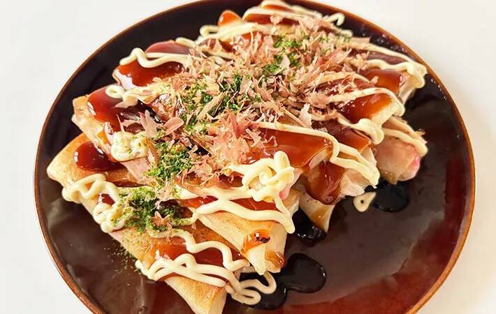 千切りキャベツを湯通しして？　春巻き“たこ焼き風”アレンジ【作り方】