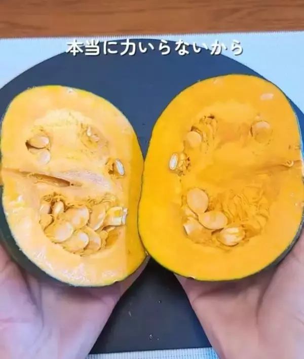 「カボチャに『菜箸』を刺すと？　包丁を入れた瞬間に「ウソみたい」「声出た」」の画像