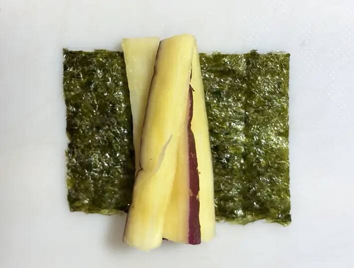 サツマイモに『大さじ1杯ずつ』かけて…　海苔巻きレシピが「ご飯にピッタリ」「弁当にもいい」