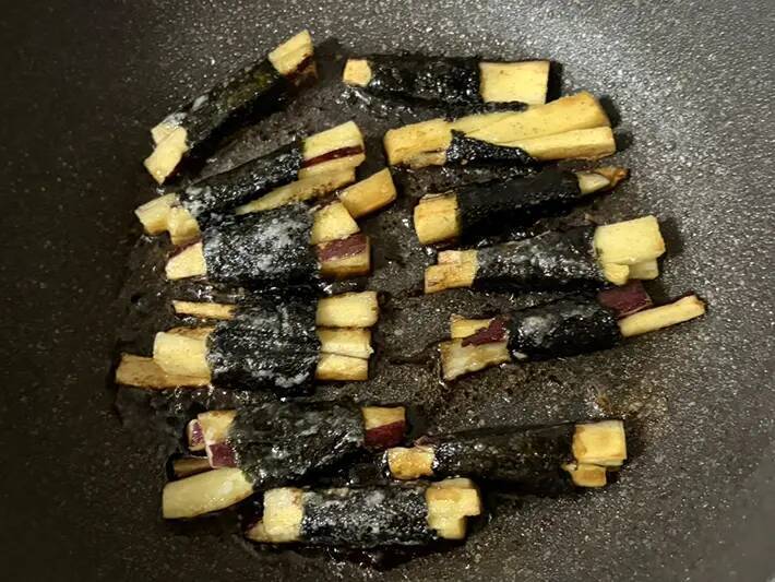 サツマイモに『大さじ1杯ずつ』かけて…　海苔巻きレシピが「ご飯にピッタリ」「弁当にもいい」