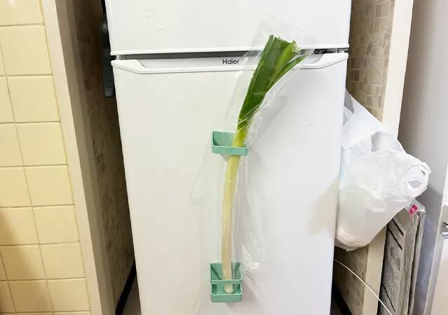 ダイソーのマグネット式傘立て　冷蔵庫にくっつけたら超便利だった！【浮かせる収納】