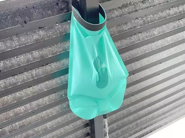 「ダイソーで買った『緑のバッグ』　使い道に「これは便利」「夏のお出かけに欠かせない！」」の画像