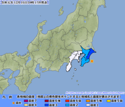 早朝に千葉県東方沖でM4.3 長南町で震度3「震源の深さ60km」津波なし