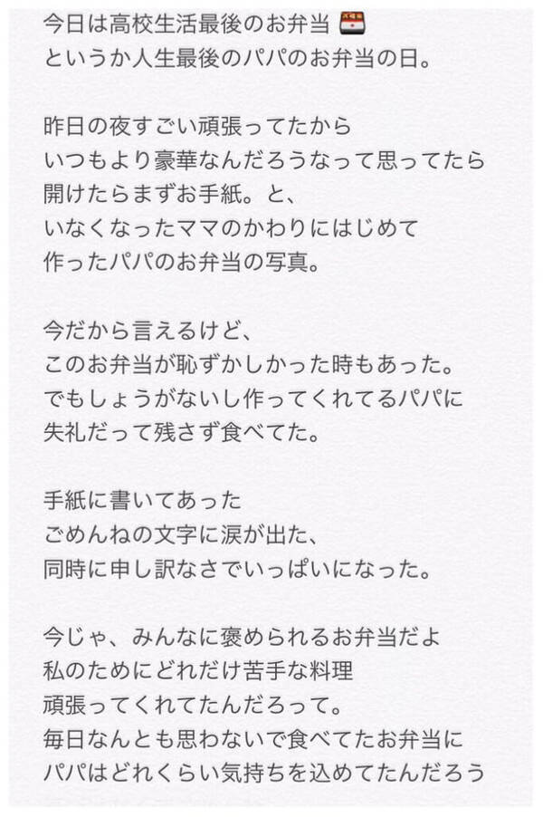 パパのお弁当はせかいいち 父親が作った高校生活最後のお弁当 蓋を開けた瞬間 涙が溢れ出た 16年12月14日 エキサイトニュース