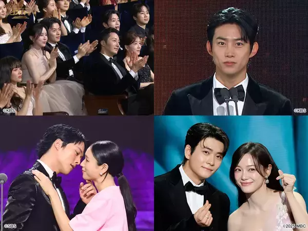 チャン・ギヨンの"寸止めキス"、テギョン(2PM)の愛の告白、熱愛が噂されたカン・テオの甘いスピーチ...名場面が続々！2025年のMBC・SBS・KBS演技大賞【受賞結果まとめ】