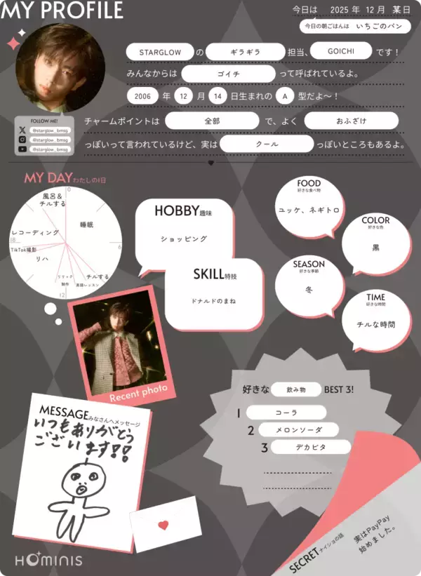 「STARGLOWのプロフィール帳を大公開！」の画像