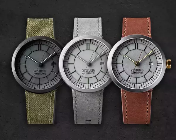 「トレンチウォッチをコンクリート素材で再現した「セクターダイヤルコンクリート腕時計」」の画像