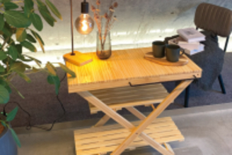 人気キャンパーびあ・ぷりーず氏と共同開発、オール木製テーブル「FODI-WOOD TABLE」一般販売