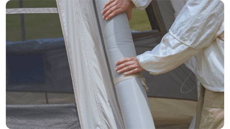 空気で設営できるワンタッチテント「TAILIエアテント」金属フレームの代わりにエアチューブを採用