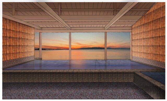 2023年8月、琵琶湖の畔にホテル「ビワフロント彦根」がオープン。ホテル、温泉、12のヴィラを備える