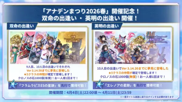 「家庭用新作『アナザーエデン ビギンズ』9月17日発売決定！「クロノスの石」大量配布の『アナデン』9周年キャンペーンも【アナデンまつり2026春】」の画像