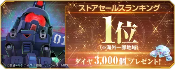 『Gジェネ エターナル』海外一部地域のストアランキング1位達成記念でダイヤ3,000個配布―「機動戦士ガンダム外伝 THE BLUE DESTINY」より「ブルーディスティニー1号機(EX)」が実装