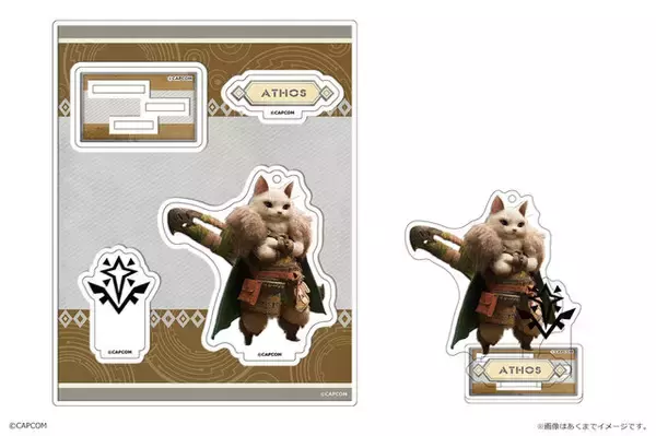 「『モンハンワイルズ』アルマ、ジェマのアクリルフィギュアが‘登場！作中の武器アイコンも“メタルピンズ”に」の画像