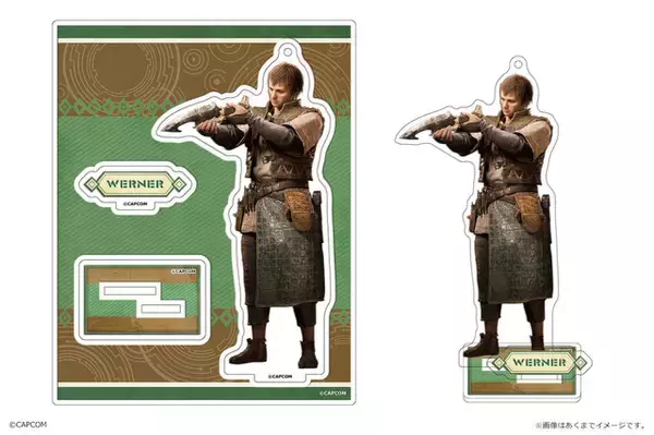 「『モンハンワイルズ』アルマ、ジェマのアクリルフィギュアが‘登場！作中の武器アイコンも“メタルピンズ”に」の画像