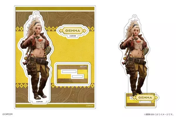 「『モンハンワイルズ』アルマ、ジェマのアクリルフィギュアが‘登場！作中の武器アイコンも“メタルピンズ”に」の画像