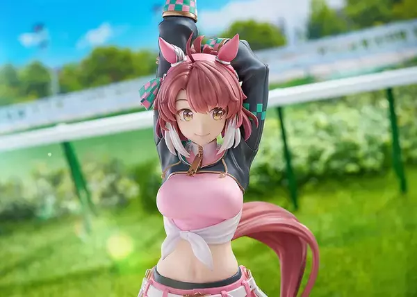 「笑顔でストレッチ！『ウマ娘』勝負服姿の「ダンツフレーム」フィギュアが予約開始ー表情差し替えパーツにはウインクも」の画像