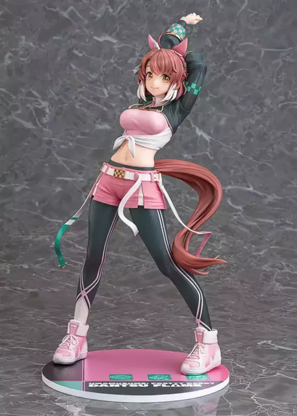 「笑顔でストレッチ！『ウマ娘』勝負服姿の「ダンツフレーム」フィギュアが予約開始ー表情差し替えパーツにはウインクも」の画像
