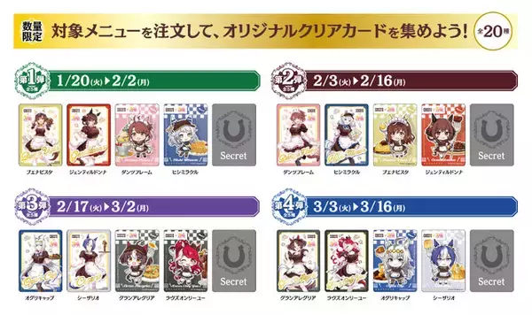 「『ウマ娘』たちが「ココス」ホールスタッフ風衣装でおもてなし！限定メニュー“やる気UPスイーツ”やノベルティなど企画盛り沢山」の画像