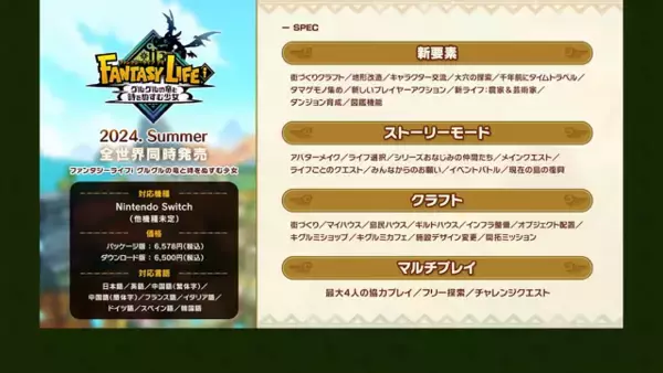 「『ファンタジーライフi グルグルの竜と時をぬすむ少女』2024年夏発売決定！」の画像