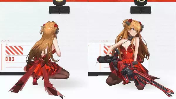 「『勝利の女神：NIKKE』「アスカ」「レイ」「サクラ」の背中で魅せる“ガンガール”エヴァコラボ！キュートな立ち絵から大胆な射撃姿勢までまるっとお届け」の画像