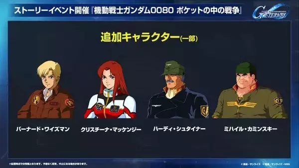 「『Gジェネ エターナル』ポケットの中の戦争、IGLOO、ガンダム第08MS小隊など8作品が順次参戦へ！それぞれの開発可能ユニットも一部公開」の画像