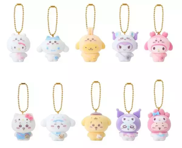 「「ちいかわ」×「サンリオキャラクターズ」ペア同士がそれぞれになりきる！“ふわっふわもこもこ”衣装を纏った「うさぎ＆ポムポムプリン」など新作グッズ多数」の画像