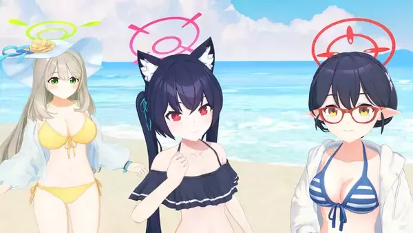 「『ブルアカ』ノノミやシロコの背中に日焼け止めを…！？水着な「対策委員会」と過ごすビーチでのひと時に、興奮を隠しきれない先生たち」の画像