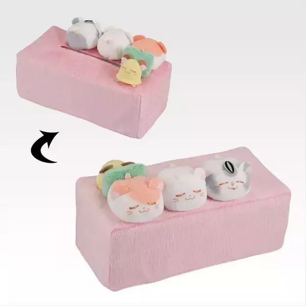 「「とっとこハム太郎」新作一番くじが可愛い！こうしくん、リボンちゃんたち5人のぬいぐるみや、皆でお昼寝するティッシュケースなど」の画像