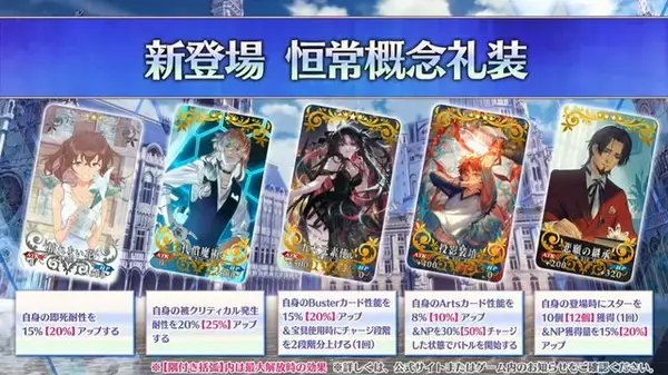 「『FGO』新たに“4種類の概念礼装”が召喚終了に―なじみ深い「優雅たれ」ともお別れ…」の画像