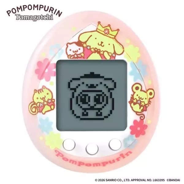 「「ポムポムプリン」の「たまごっちnano」発売決定！プレゼントをもらうと“プリン”な着ぐるみ姿に」の画像