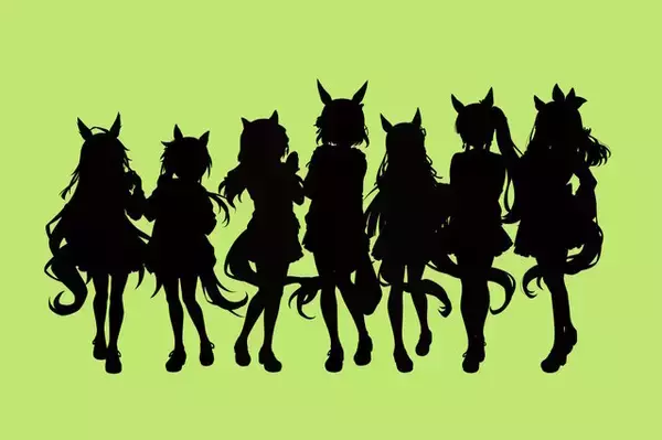 「ファミリーマートが『ウマ娘』とコラボか？アーモンドアイやステイゴールドらしき“7人のシルエット”で匂わせ」の画像