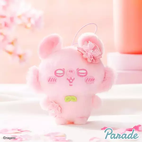「「ちいかわ」頭に付いた花飾りが可愛い！“さくらいろ”のうさぎやモモンガ含む全4種ぬいぐるみマスコット第2弾」の画像