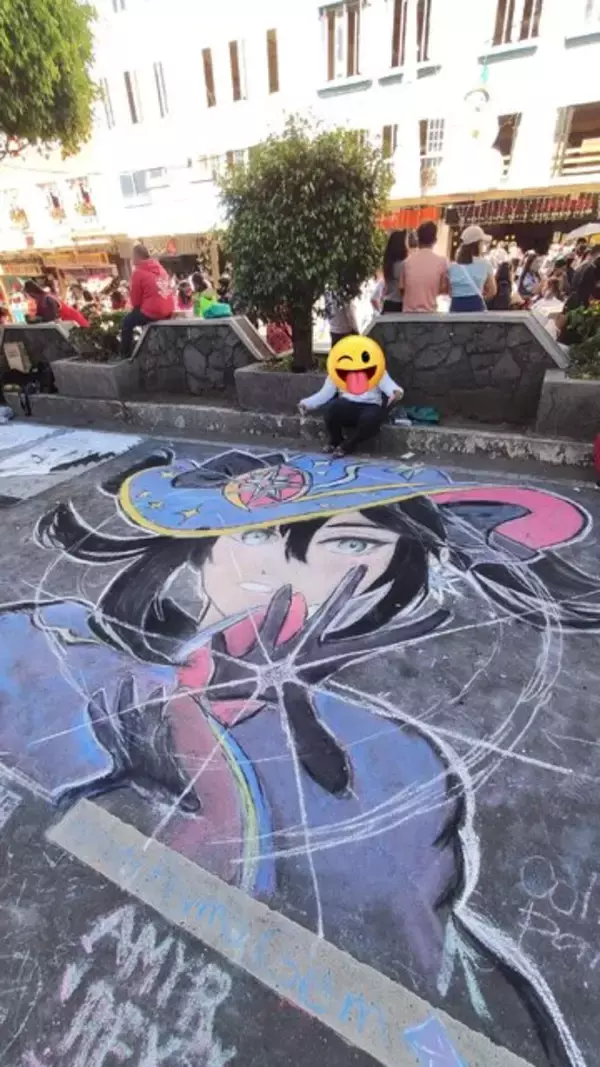 「『原神』召使の“巨大チョークアート”が話題沸騰―路上を彩る大迫力作品！過去作の「放浪者」や「モナ」らも凄まじい…」の画像
