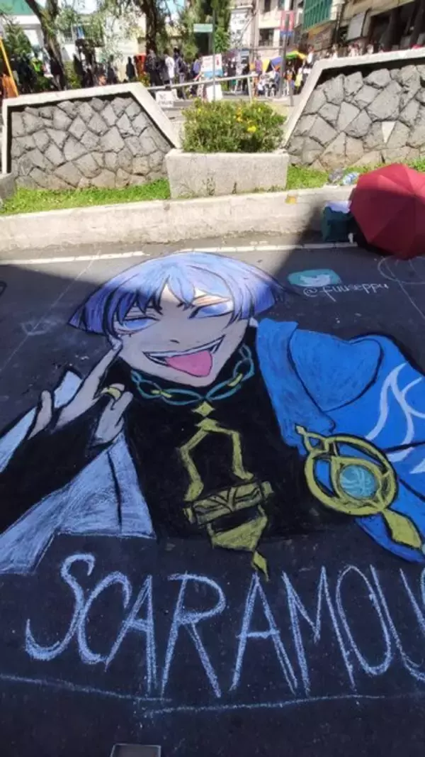 「『原神』召使の“巨大チョークアート”が話題沸騰―路上を彩る大迫力作品！過去作の「放浪者」や「モナ」らも凄まじい…」の画像