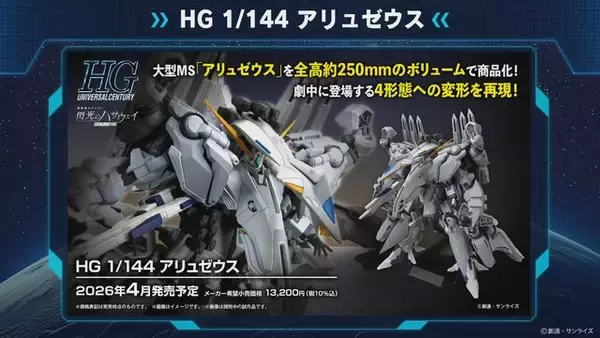 映画オリジナルMS「アリュゼウス」早くもHGガンプラ化！変形はもちろん、内部メカとして「量産型νガンダム」も付属