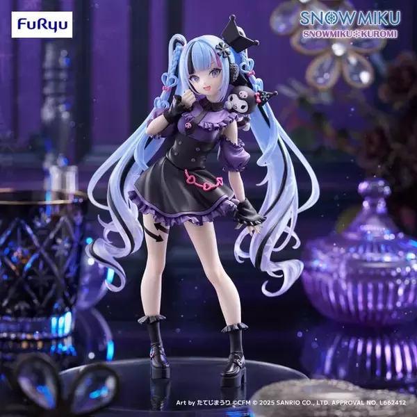 「ちょっぴりゴシックな、こあくま風！「雪ミク」×「クロミ」コラボフィギュアが2月中旬よりプライズ展開ーたてじまうり氏のイラストをもとに立体化」の画像