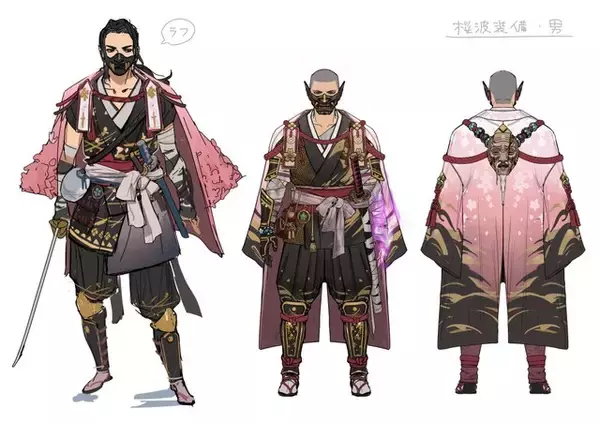 「ピンク色の和装が美しい…『モンハンワイルズ』人気の「桜波装備」開発原画が公開」の画像