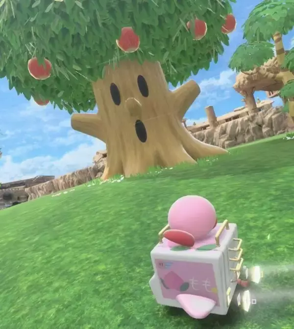 「カービィが、まるで“果樹園”のモモ!? 『エアライダー』で制作されたオレマシンが話題にー「まんまるピンクで可愛いカービィは桃みたい」」の画像