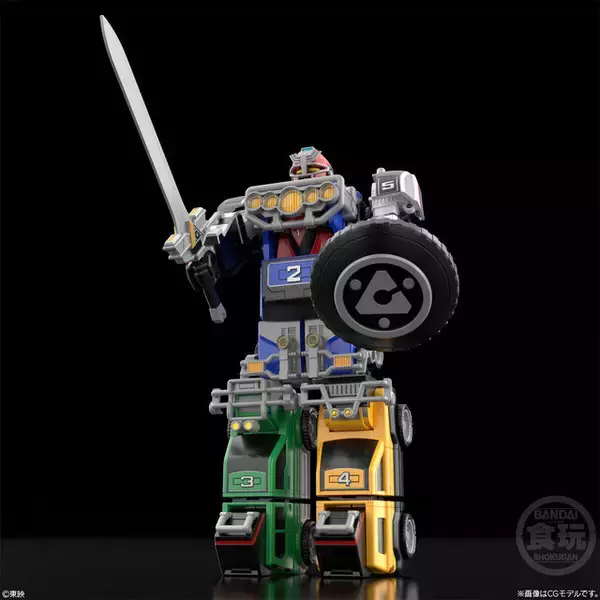 「5台のレンジャービークルが変形合体！「激走戦隊カーレンジャー」より「RVロボ」が食玩フィギュア化―激走斬りポーズも決まる」の画像
