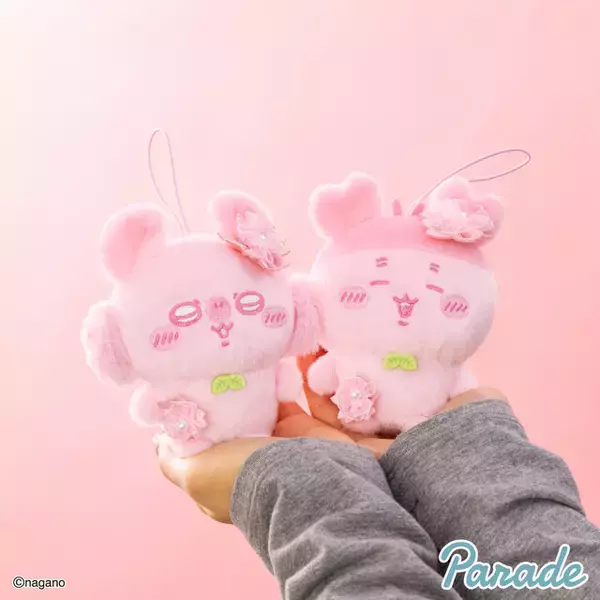 「「ちいかわ」頭に付いた花飾りが可愛い！“さくらいろ”のうさぎやモモンガ含む全4種ぬいぐるみマスコット第2弾が3月中旬展開」の画像