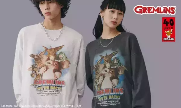 映画「グレムリン」公開40周年にあわせて、秋冬アパレルが新登場！ギズモを精密に刺繍したスウェットやトレーナーなど性別を問わないデザイン