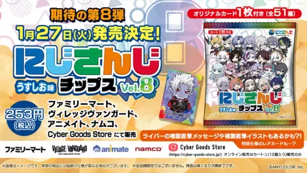 不破湊や本間ひまわり、栞葉るりなども！「にじさんじチップス」第8弾が発売決定―今回は23名のライバーが集結