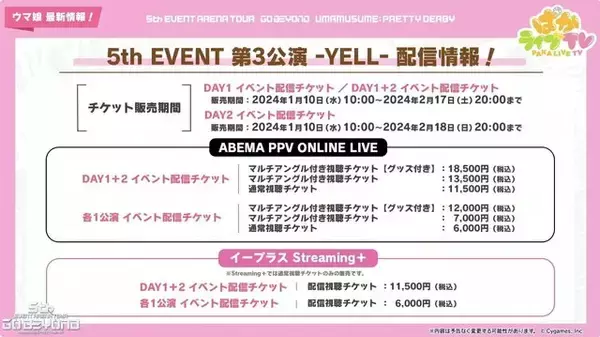 「『ウマ娘』5th EVENT、「第3公演 -YELL-」及び「第4公演 -NEW GATE-」詳細が公開！出走者情報も続々」の画像